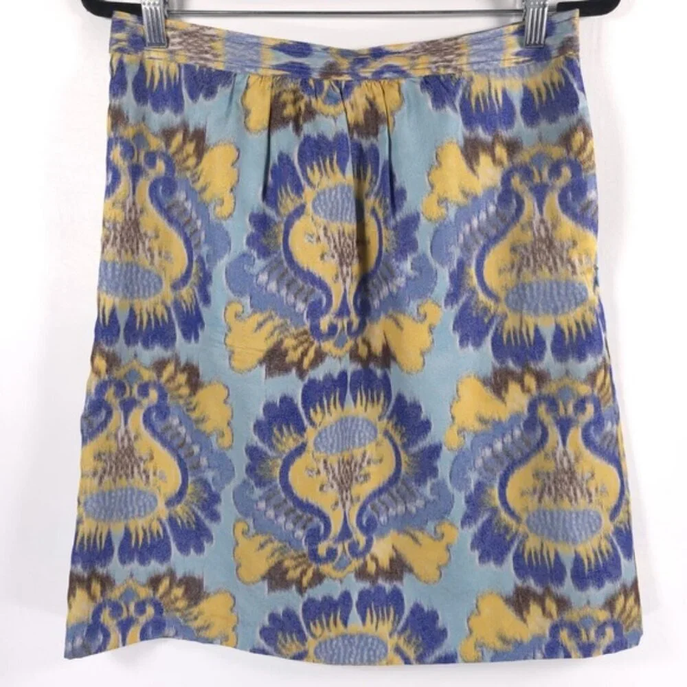 TORY BURCH‎ SILK Blend Pleated Skirt A-Line Abstract Print Size 8